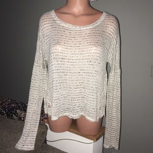 Loose knit Kit + Sky long sleeve semi sheer top Large